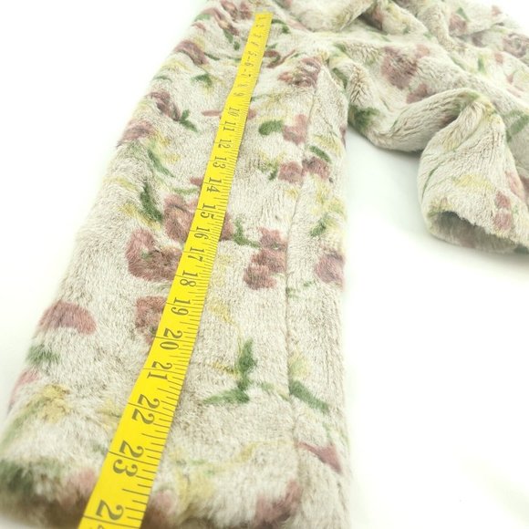 Allan Denis Womens White Floral Collared Long Sleeve Faux Fur Jacket Size M - Picture 10 of 15